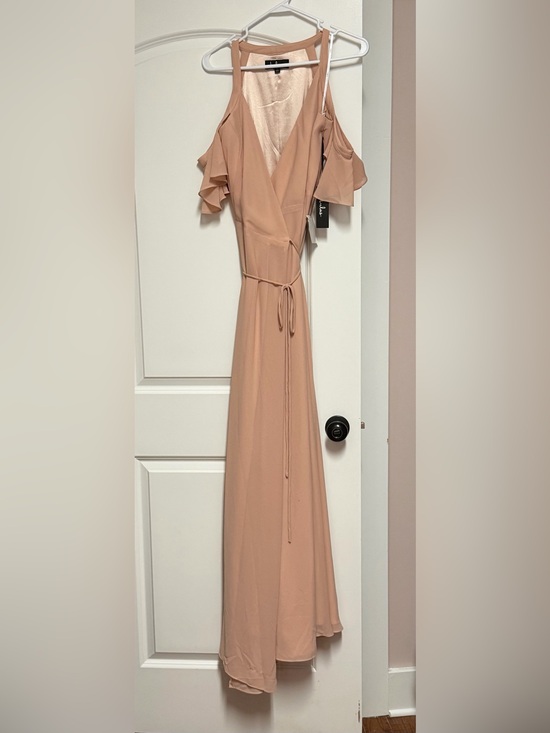 Lulus Dresses & Skirts - Lulus Dusty Peach Cold-Shoulder Wrap Maxi Dress